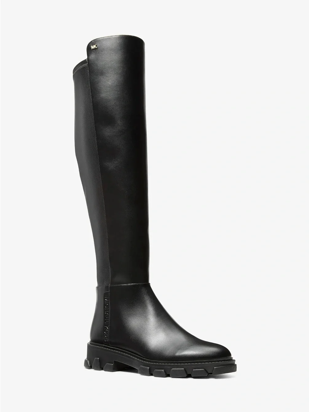 Michael Kors Black Leather Over-the-Knee Lug Sole Ridley Boots NWOB